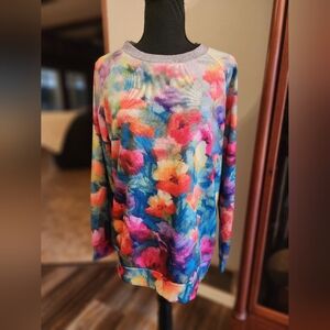 Misslook colorful floral print sweater, size medium